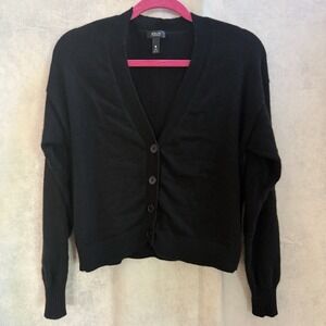 Aqua Cashmere Black Cropped Cardigan Size Medium